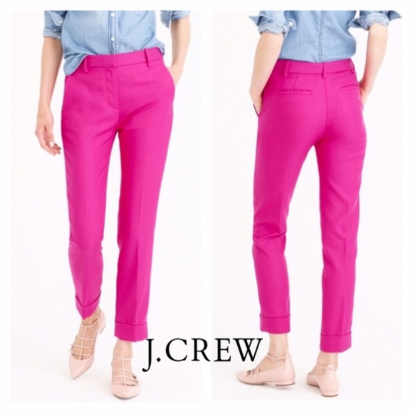 J. Crew Rhodes Flamino Pink Wool Pants - Picture 2 of 4